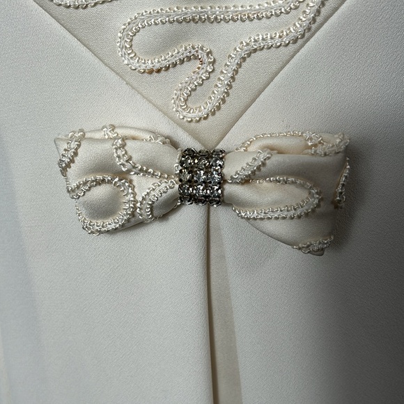 Vintage Cache 60s style Embroidered Rhinestone Bow Maxi Sleeveless Dress sz 6 - Picture 12 of 13